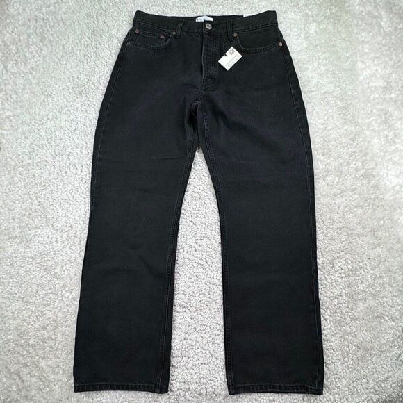 Zara New Straight Fit Black Jean Button Fly 10 NEW - Picture 1 of 14